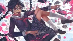 Anime glasses red eyes Ribbons long hair anime girls braids 