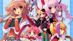 Anime glasses Silk pink hair waitress nekomimi animal ears 