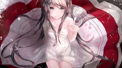 Anime Hadean92 anime girls dress no bra brunette bare shoulders