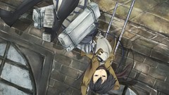 Anime hanging anime girls short hair black hair mikasa ackerman 