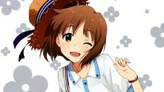 Anime hats anime girls brown eyes short hair wink idolmaster 