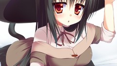 Anime hats long hair nekomimi animal ears thigh highs Shirasu 