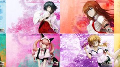 Anime hats multicolor pink hair anime girls brunettes maids 