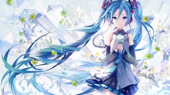 Anime hatsune miku Flowers detached sleeves anime girls vocaloid
