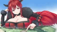 Anime horns cleavage hentai huge boobs Maoyuu Maou Yuusha Maou 