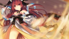 Anime horns red eyes Ribbons kimono long hair anime girls 