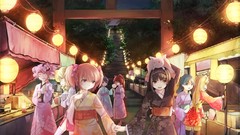 Anime kimono anime girls mahou shoujo madoka magica akemi 