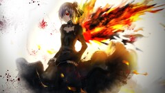 Anime Kirishima Touka red eyes dark hair short hair anime girls