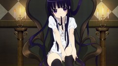 Anime long hair anime girls inu x boku ss bra panties thigh 