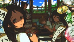 Anime long hair brown eyes school uniforms seifuku black hair 