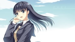 Anime long hair brunettes school uniforms black eyes ayatsuji 