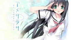 Anime long hair brunettes school uniforms seifuku amesarasa 