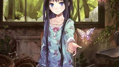 Anime long hair pink eyes soft shading Kamisama No Memo Chou