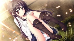 Anime long hair school uniforms tsukasa black hair game cg 