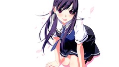 Anime long hair seifuku grisaia no kajitsu Simple Background 