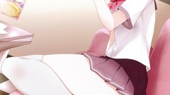 Anime Manga blondes school uniforms yellow eyes thigh highs 