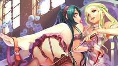 Anime Manga stockings blondes whip anime girls green hair 