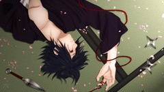 Anime Manga uchiha sasuke flower petals lying down naruto 