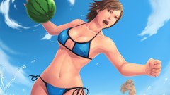 Anime melon brown eyes short hair bikini