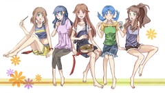 Anime nintendo blue hair barefoot anime girls blue eyes green 