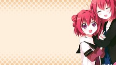 Anime pink hair anime girls purple eyes yuri Akaza Akari Akaza 