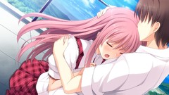 Anime pink hair long hair anime girls short hair game cg visual 