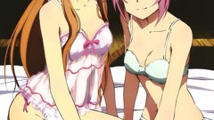 Anime pink hair long hair pink eyes anime girls brown eyes 