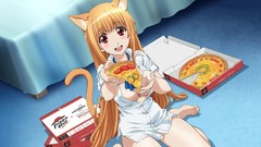 Anime pizza long hair anime girls nekomimi animal ears tails 