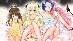 Anime red eyes blondes blue hair pink hair long hair anime 