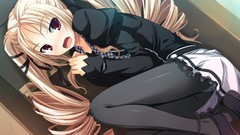 Anime red eyes blondes long hair anime girls pantyhose tomose 