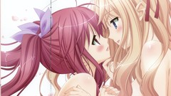 Anime red eyes blondes smiling anime girls blue eyes yuri 