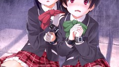 Anime red eyes blue hair anime girls blue eyes school uniforms 