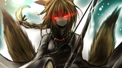 Anime red eyes bows anime girls braids animal ears original 