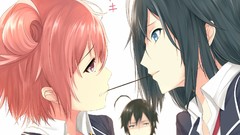 Anime red eyes eating anime girls blue eyes redheads yuigahama 