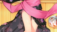 Anime red eyes kimono long hair anime girls short hair tsunako 