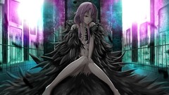 Anime red eyes pink hair anime girls fur coat guilty crown 