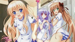 Anime red eyes Ribbons blondes long hair anime girls blue eyes 