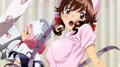 Anime red eyes Ribbons pink hair anime girls brown eyes 