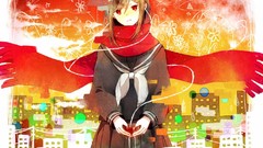Anime red eyes scarfs anime girls kagerou project tateyama ayano