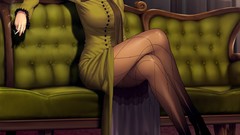 Anime red eyes sitting stockings anime girls redheads mahou 