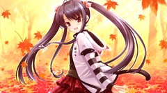 Anime red eyes skirts anime girls with ribbon twintails Hinata 