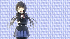 Anime red eyes skirts blush long hair anime girls school 