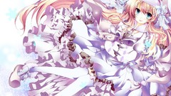 Anime Ribbons blondes blush long hair anime girls blue eyes umi