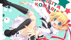 Anime Ribbons little anime girls green eyes short hair Kamikita 