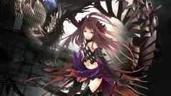 Anime ruins gloves skirts anime girls brunettes Cybele thigh 