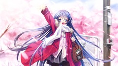 Anime sakura bag gloves coat scarfs long hair anime girls scans 