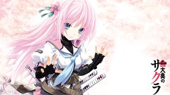 Anime sakura pink hair anime girls soft shading Miyama Zero