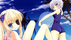 Anime school blue hair anime girls nanao naru choco eyepatch