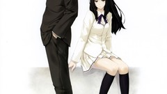 Anime schoolgirls school uniforms Simple Background Kara no 