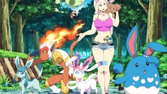 Anime Shorts Pokemon anime girls green eyes flygon glaceon 
